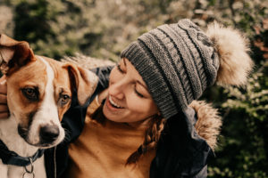 Female Beanie and Dog Winter